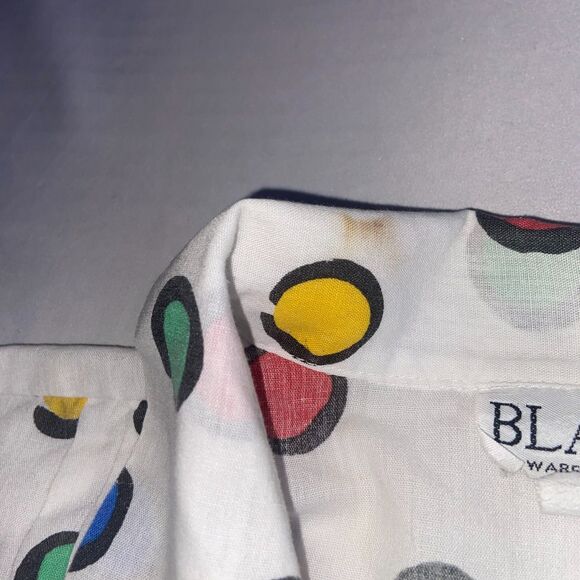 Vintage polka dot rainbow blouse BLAIR Usa made Retro Funky 80s S - Picture 2 of 5